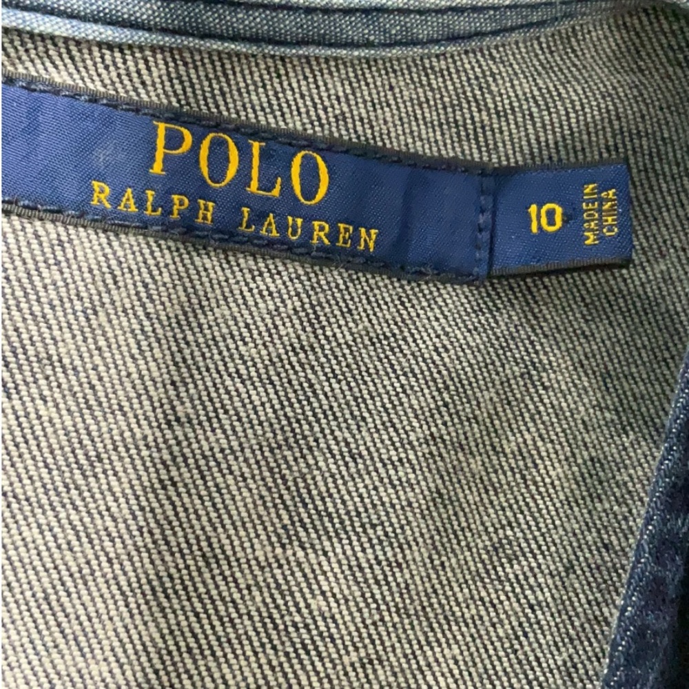 Polo Ralph Lauren Blue Denim Sleeveless Fitted Sheath Midi Dress Size 10 - Picture 6 of 10